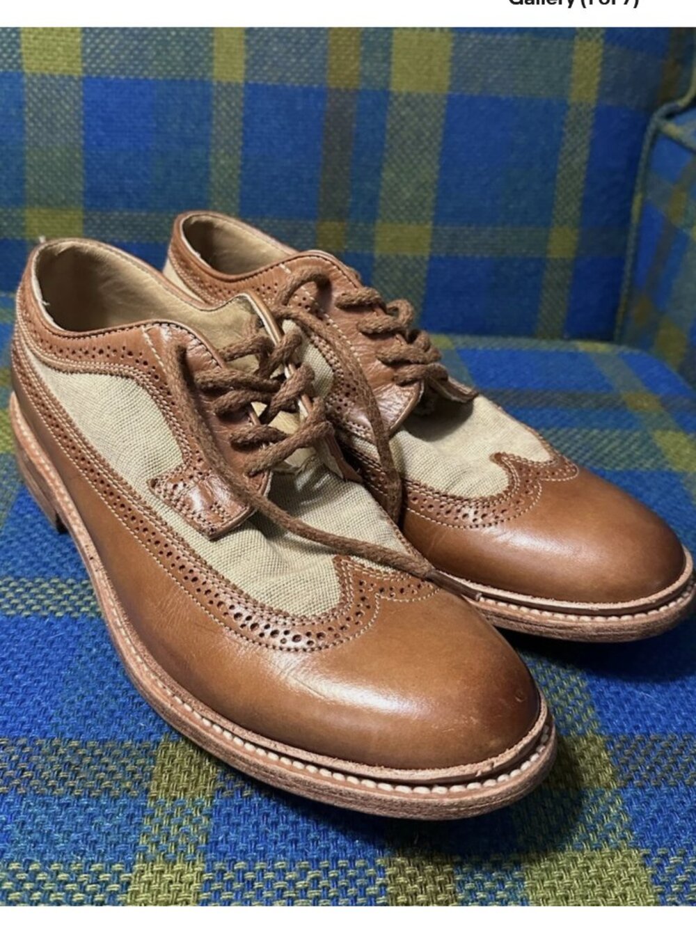 The Frye Company Men's Oxfords Shoes Brown Leather & Canvas Size 9.5 B